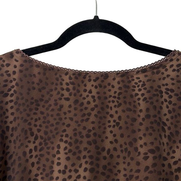 Maggie McNaughton dark brown leopard animal print column maxi dress 1X - Picture 7 of 12